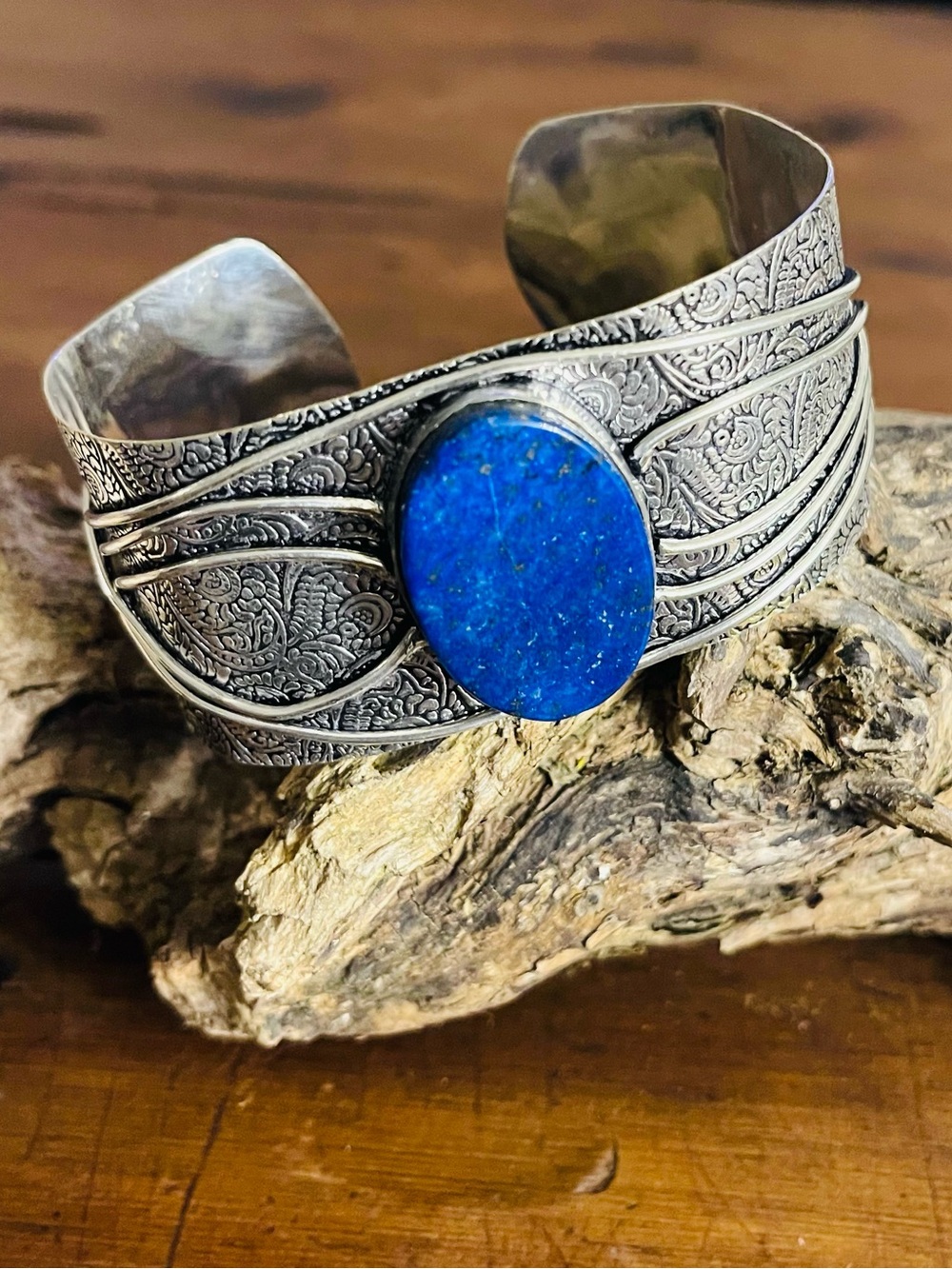 Lapis Lazuli 925 Sterling Silver Cuff Bracelet